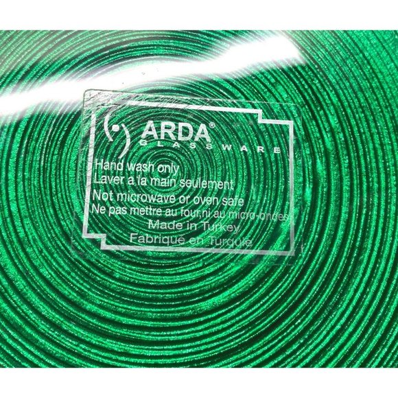 Green Swirl Star Serving Bowl Dish Appetizer Tray Arda Glassware 9" Across - Picture 3 of 7